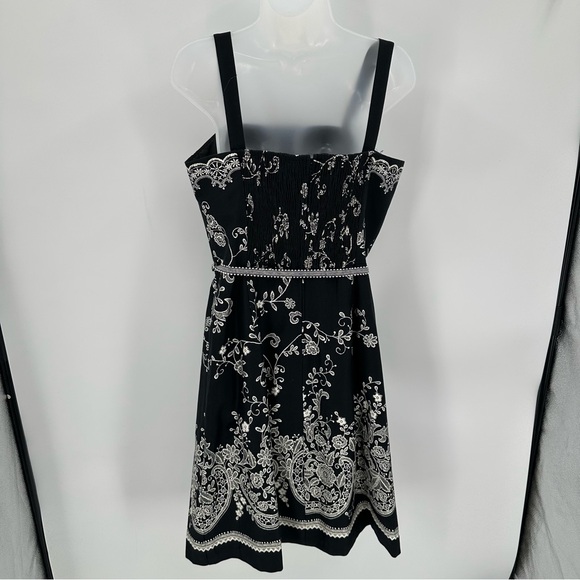 Madison Leigh Dress Women’s 12 Black Floral Tie Belt Sundress Classic Preppy - Picture 13 of 14